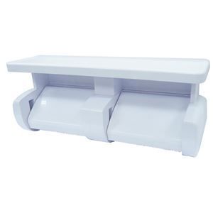 6個セット トイレットペーパーホルダー 棚付き 2連型 約幅33.6×奥行14.5×高さ10cm 〔店舗 お店 オフィス 会社 備品〕