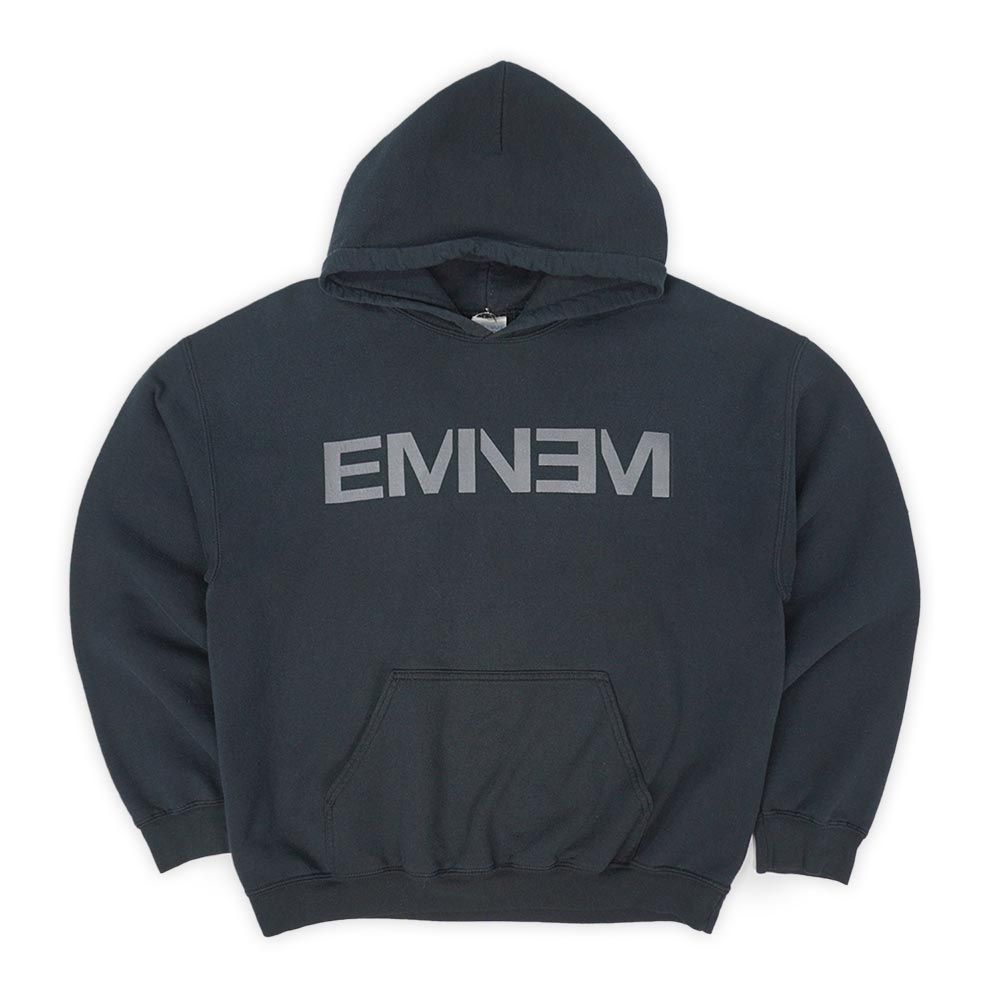 エミネム EMINEM 00s 2000年代 Y2K スウェットパーカー フーディー ラップT バンドT ロックT ヒップホップ HIPHOP 音楽 USA ヴィンテージ 古着 メンズ パーカー フェードブラック | 黒 L