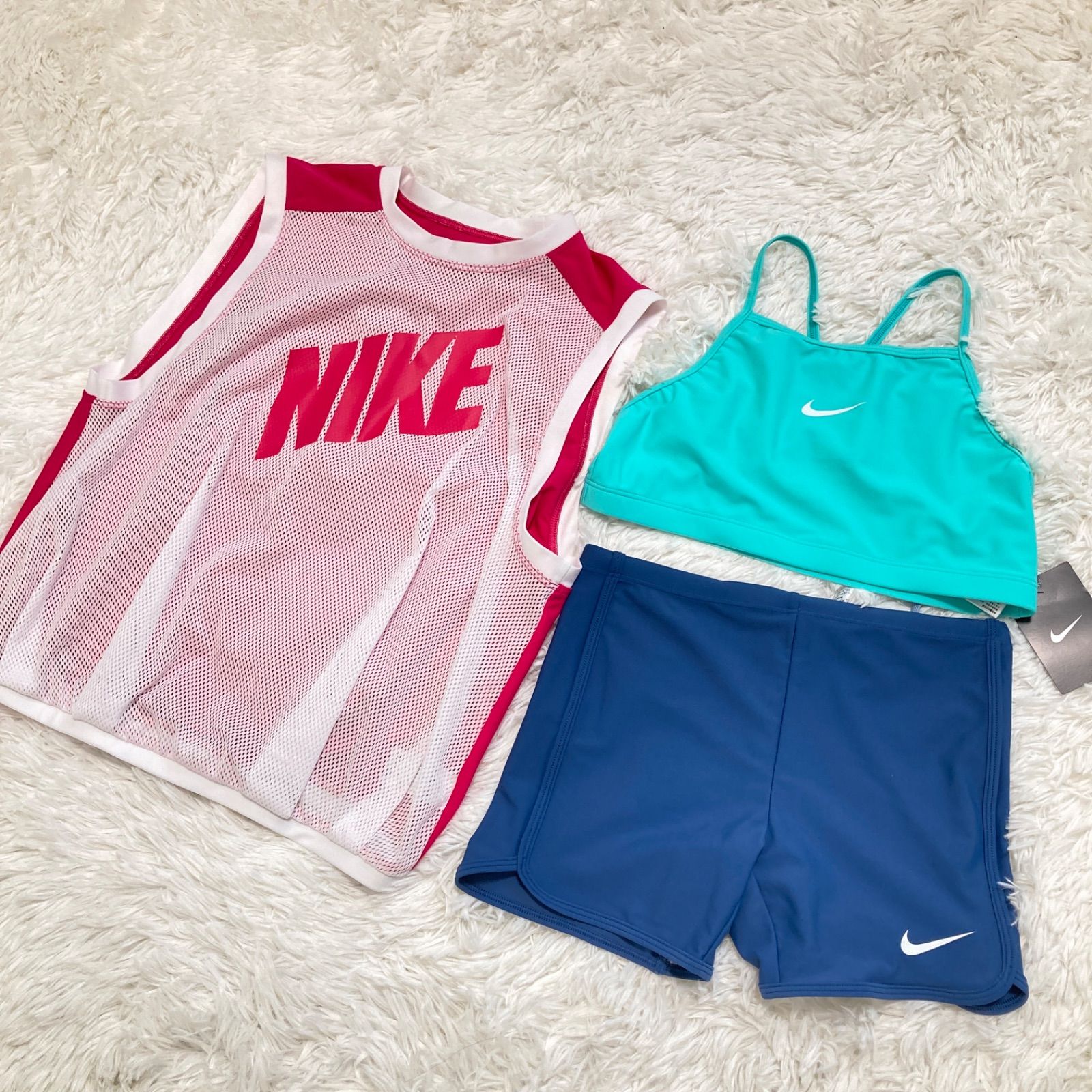 NIKE ナイキ ガールズ 水着 セパレート＆メッシュトップス 3点セット 