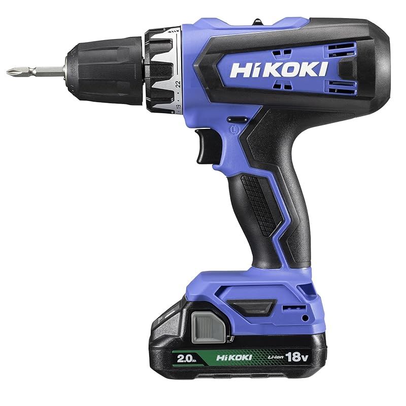 HiKOKI ハイコーキ 18V コードレス ドライバドリル チャック 1.5~13mm 22段クラッチ 2.0Ah 蓄電池×1個 充電器 ケース付 FDS18DF BG 0