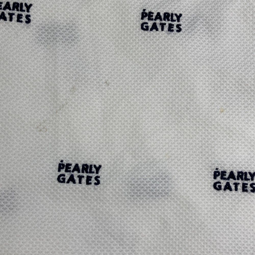 サイズ：6 PEARLY GATES パーリーゲイツ  半袖ポロシャツ 二段ロゴ刺繍 総柄 ホワイト系 [240101413553] ゴルフウェア メンズ ストスト PEARLY GATES パーリーゲイツ 半袖ポロシャツ 二段ロゴ刺繍 総柄