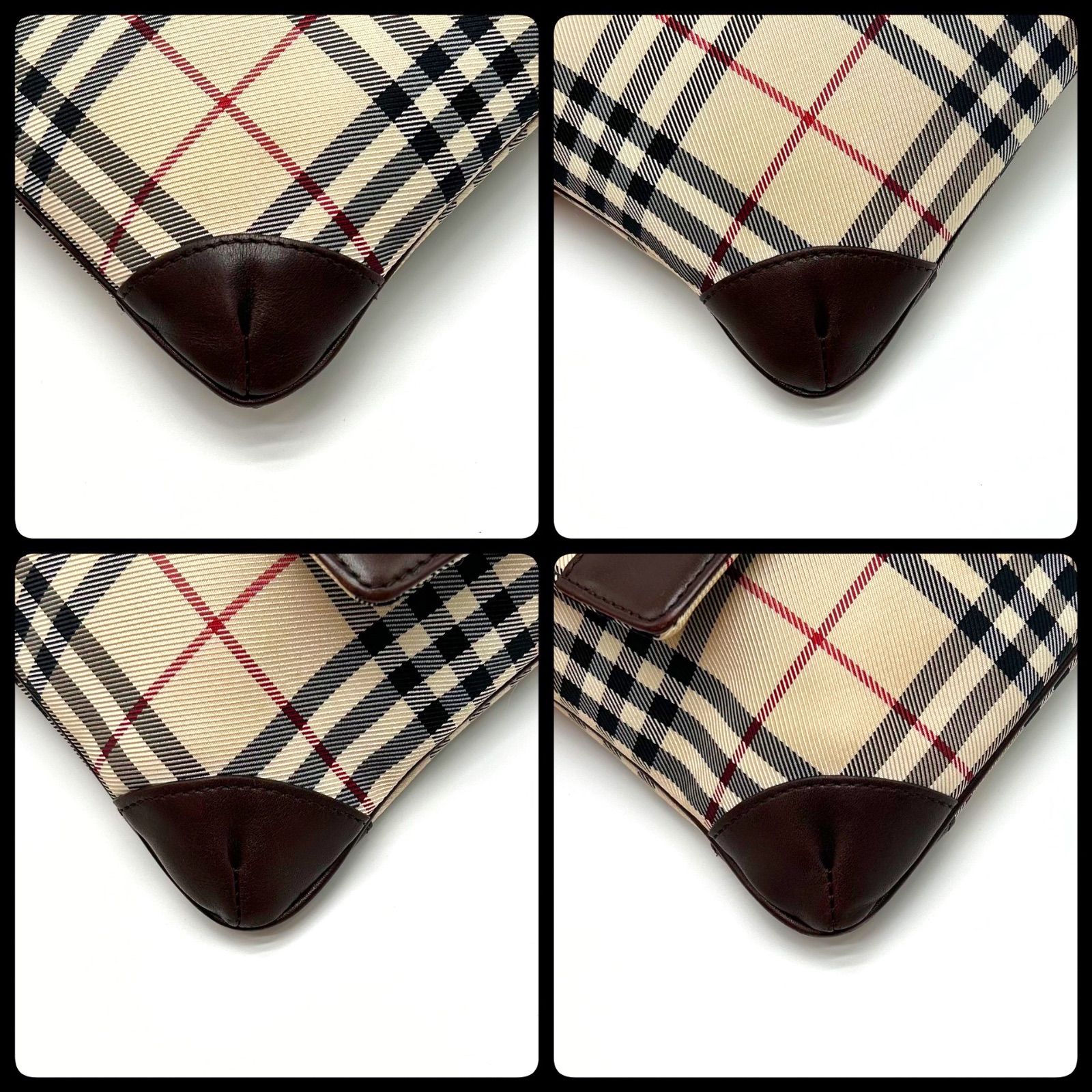 美品 希少 バーバリー ハンドバッグ ノバチェック レザー