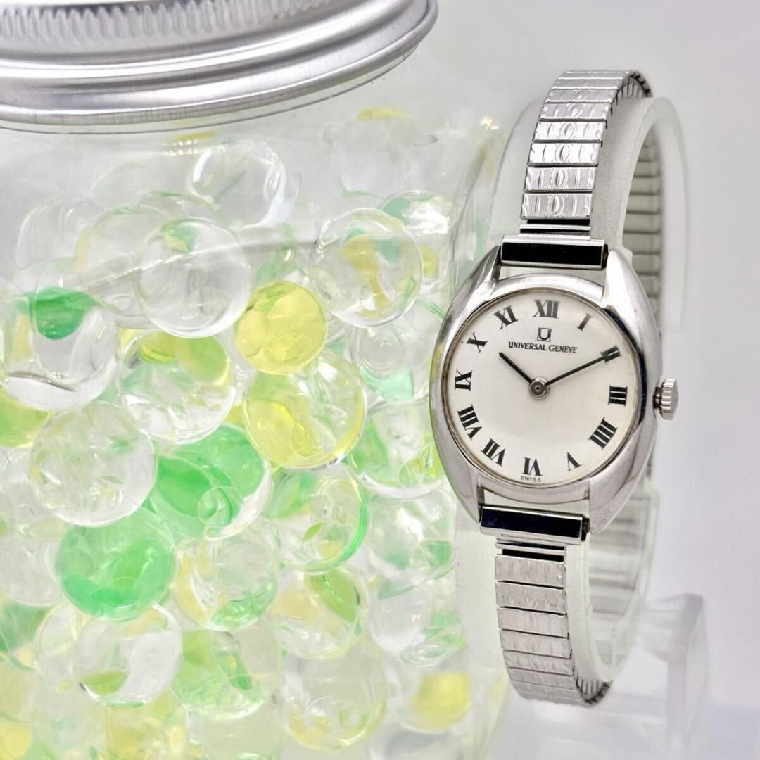 稼働 UNIVERSAL GENEVE ユニバーサルジュネーブ 手巻き シルバー ローマン レディース 腕時計