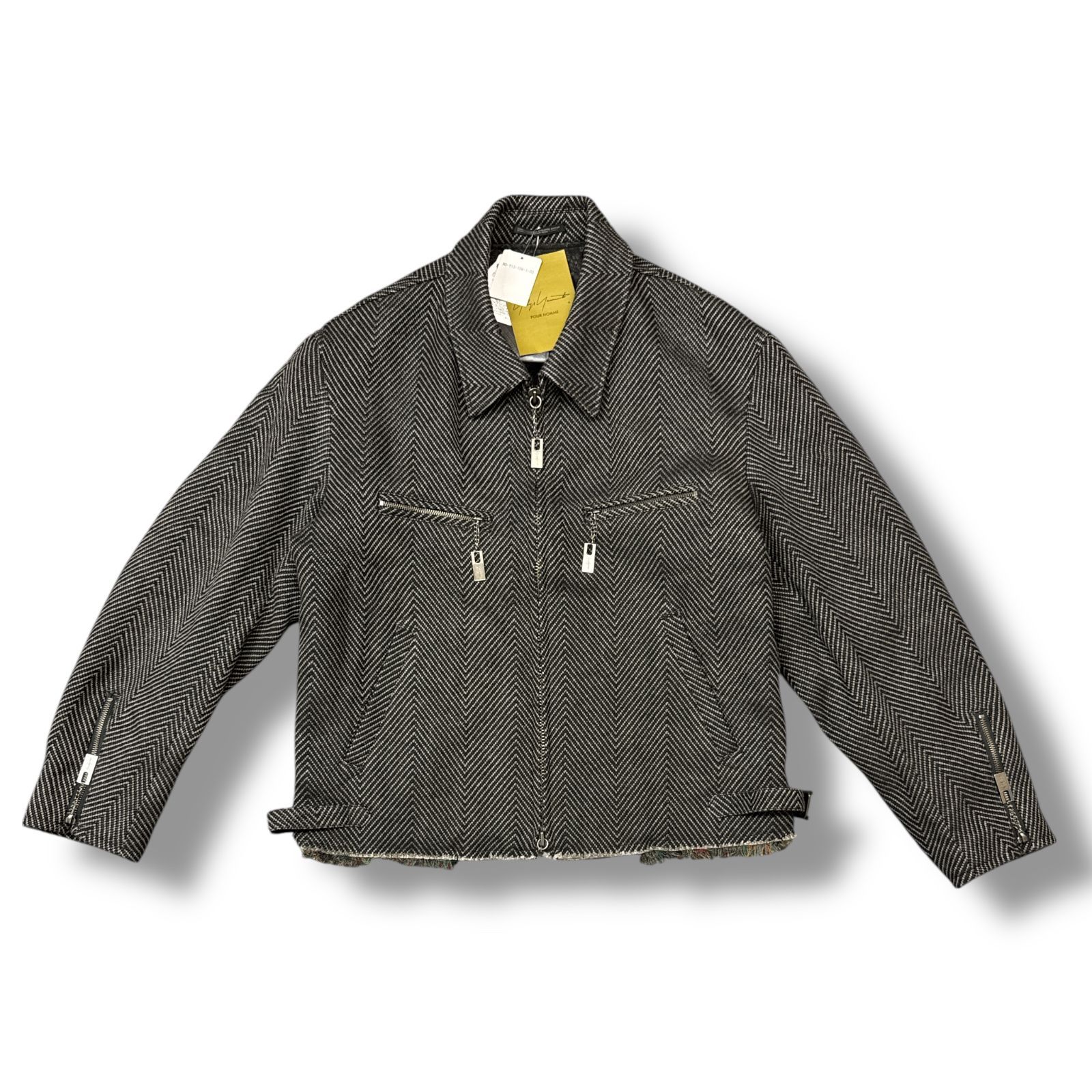 美品 80s⭐️ヨウジヤマモト ライダースジャケット ウールギャバジン 緑系 参考上代415800円 Yohji Yamamoto W/L LARGE HERRINGBONE HEM