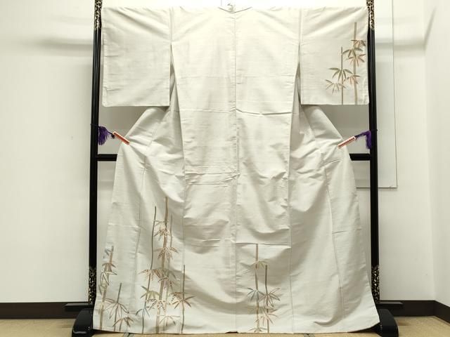 平和屋着物●訪問着　紬地　総刺繍　吉祥枝葉文　正絹　逸品　CAAS0177th 平和屋着物○訪問着 紬地 総刺繍 吉祥枝葉文 正絹 逸品 CAAS0177th