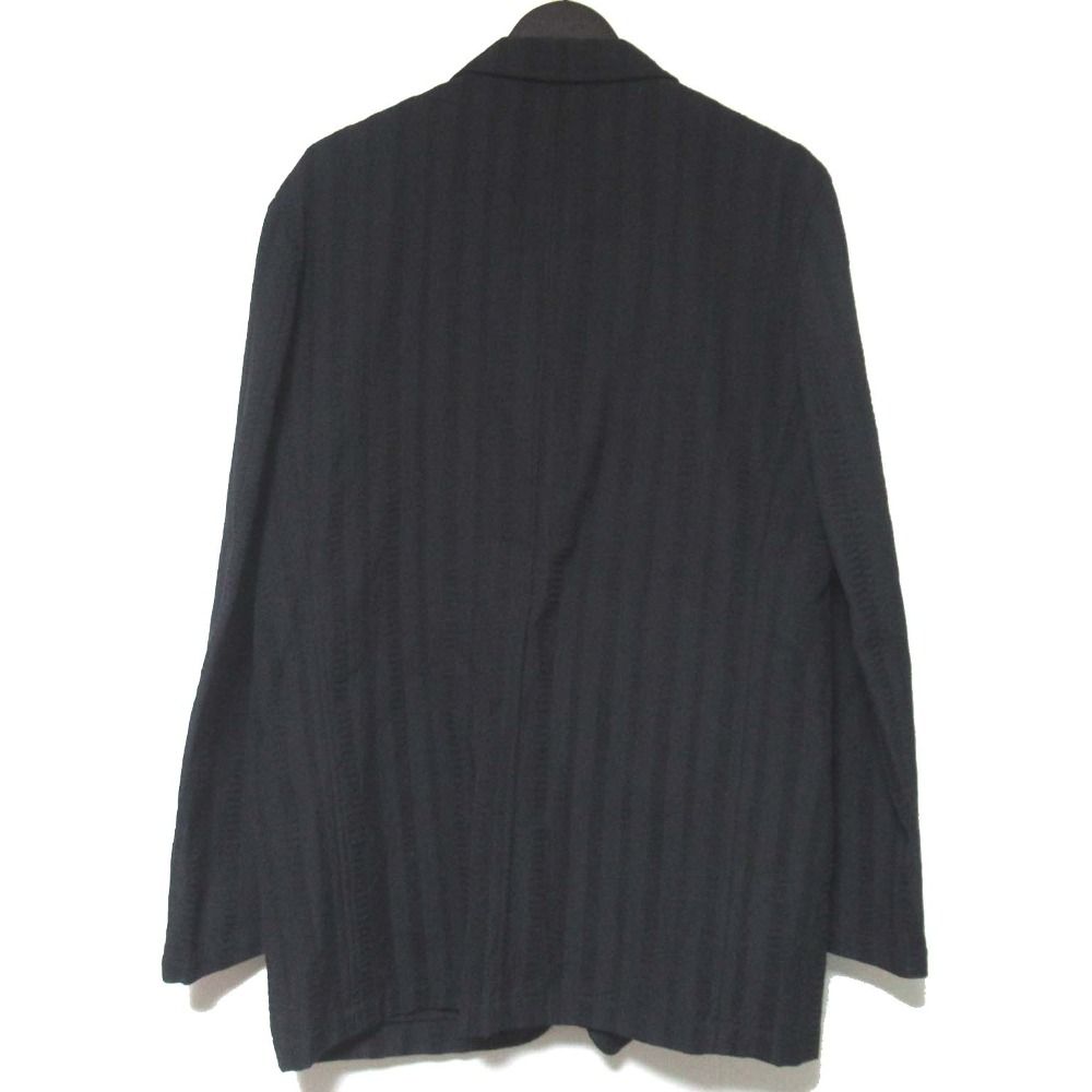 美品✨コムデギャルソンオム　テーラードジャケット　裏地ストライプ　ブラック コムデギャルソン オムドゥCOMME des GARCONS HOMME DEUX 製品染め