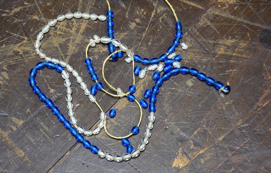 蔵A5593a レトロ ガラスビーズ暖簾 波千鳥の氷 古硝子 大正～昭和初期 WWW_IBETON_RU