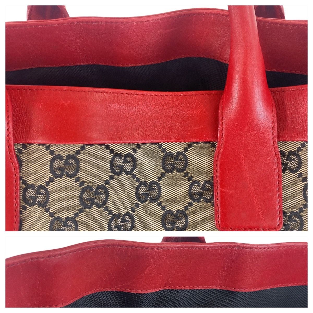 GUCCI グッチ GG柄 レッド グレー GGキャンバス/レザー 002 1121