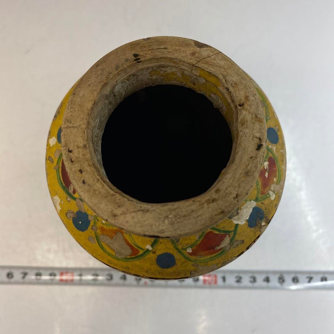 古代　ペルシャ　彩色陶器花入　木箱付　高さ16㎝　東Y6-0523①タトチ 古代 ペルシャ 彩色陶器花入 木箱付 高さ16㎝ 東Y6-0523①タトチ