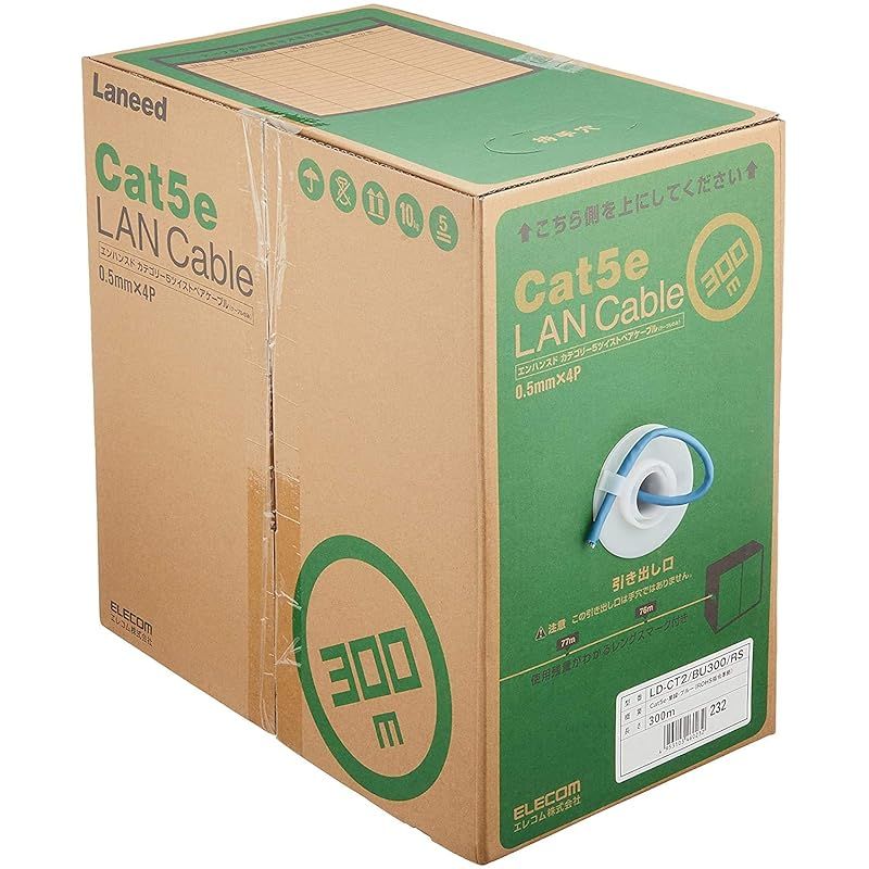 エレコム EU RoHS指令準拠LANケーブル(Cat5e 単線 STP) ブルー 300m LD-CTS300/RS 1巻 エレコム ＥＵ ＲｏＨＳ指令準拠ＬＡＮケーブル ＣＡＴ５Ｅ １００ｍ