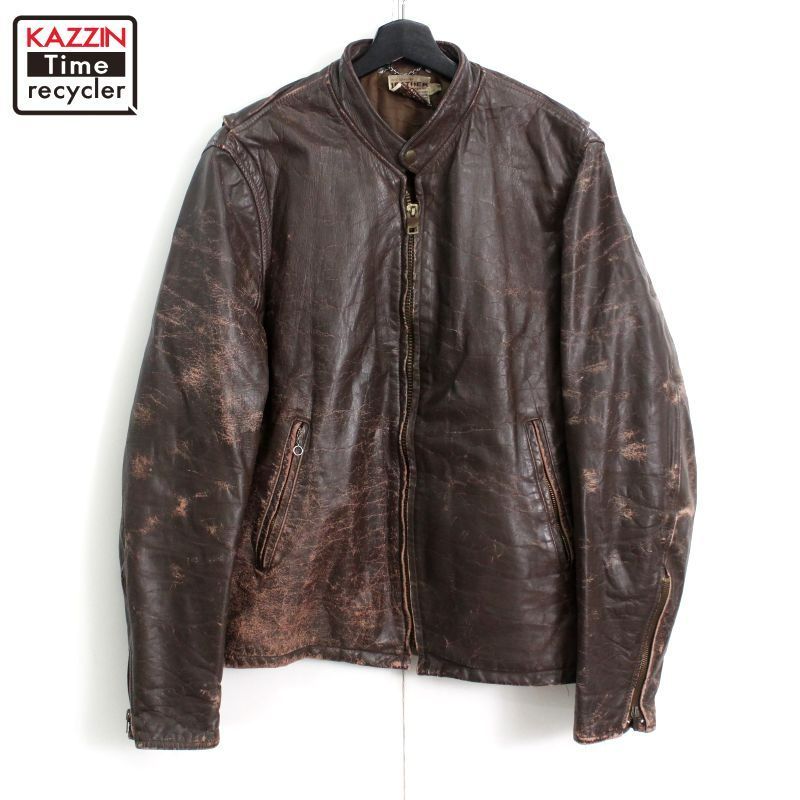 70s vintage THIS GENUINE LEATHER 裏地キルティング シングル