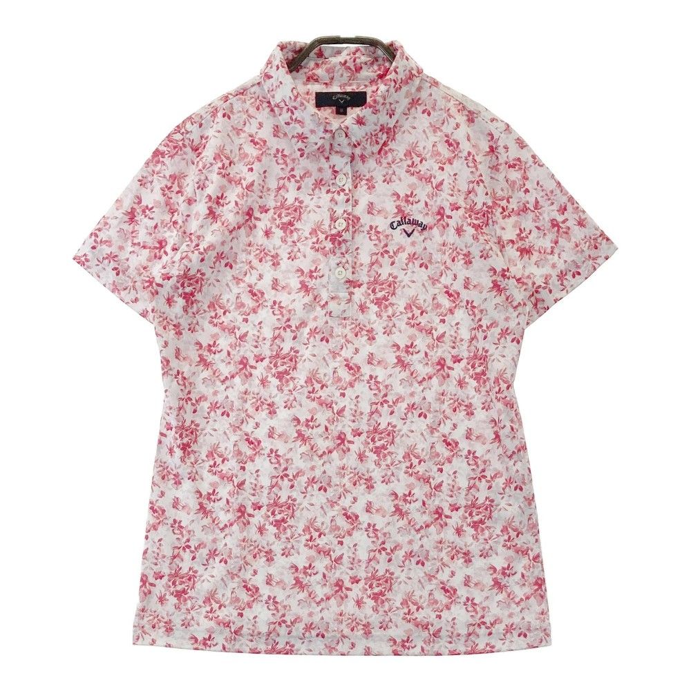 Callaway レディース ポロシャツ M ホワイト 花柄 サイズ：M CALLAWAY キャロウェイ 半袖ポロシャツ 花柄 ホワイト