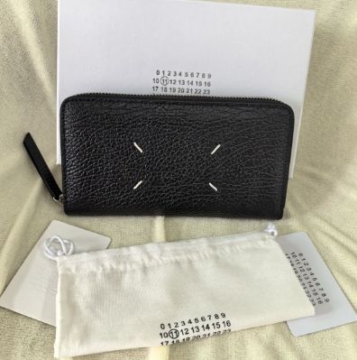 Maison Margielaブラックレザー長財布 Maison Margiela メゾンマルジェラ 長財布 ラウンドジップ