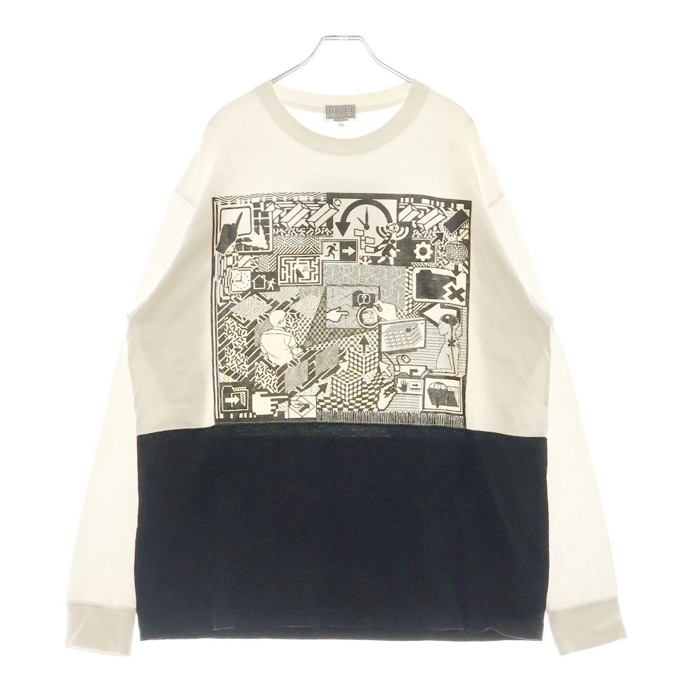 c.e cav empt (シーイー) MD TIMETURN LONG SLEEVE T タイムターン グラフィックプリント クルーネック長袖Tシャツ カットソー ホワイト/ブラック