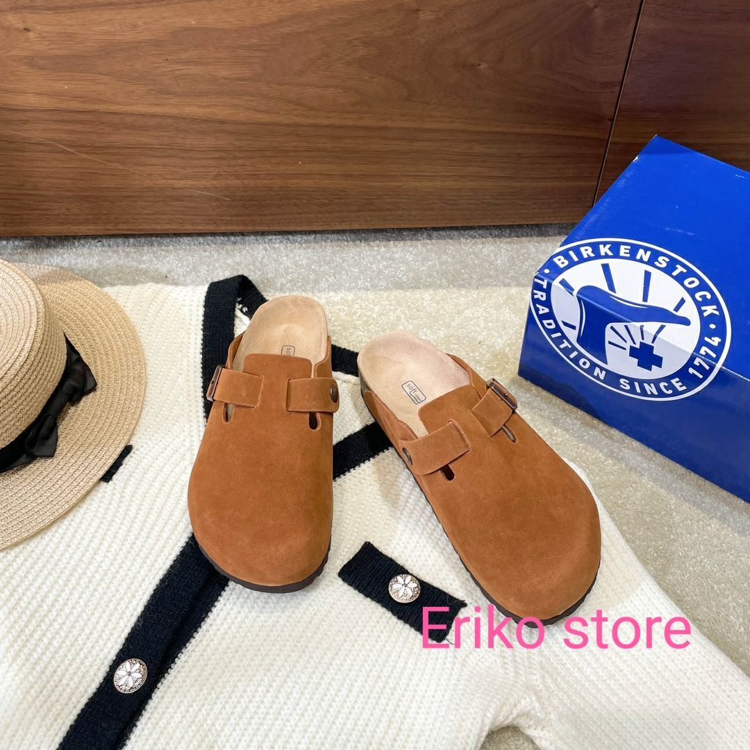 新品未使用 BIRKENSTOCK ビルケンシュトック Boston/ボストン レギュラー幅 スエードレザー クロッグ ソフトベッド コルクソールサンダル ソフトフットベット ベロア モカ  男女兼用