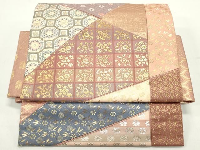 平和屋着物●ワンタッチつけ帯 切嵌 蜀江花唐草文 金銀糸 正絹 ♥ ob