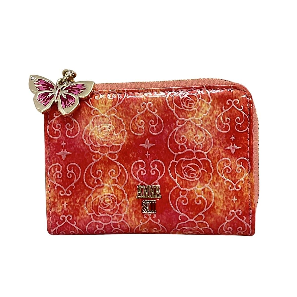 ANNA SUI アナスイ 財布 - ピンク×ベージュ 財布 札入れ その他 型押し加工 L字ファスナー レザー