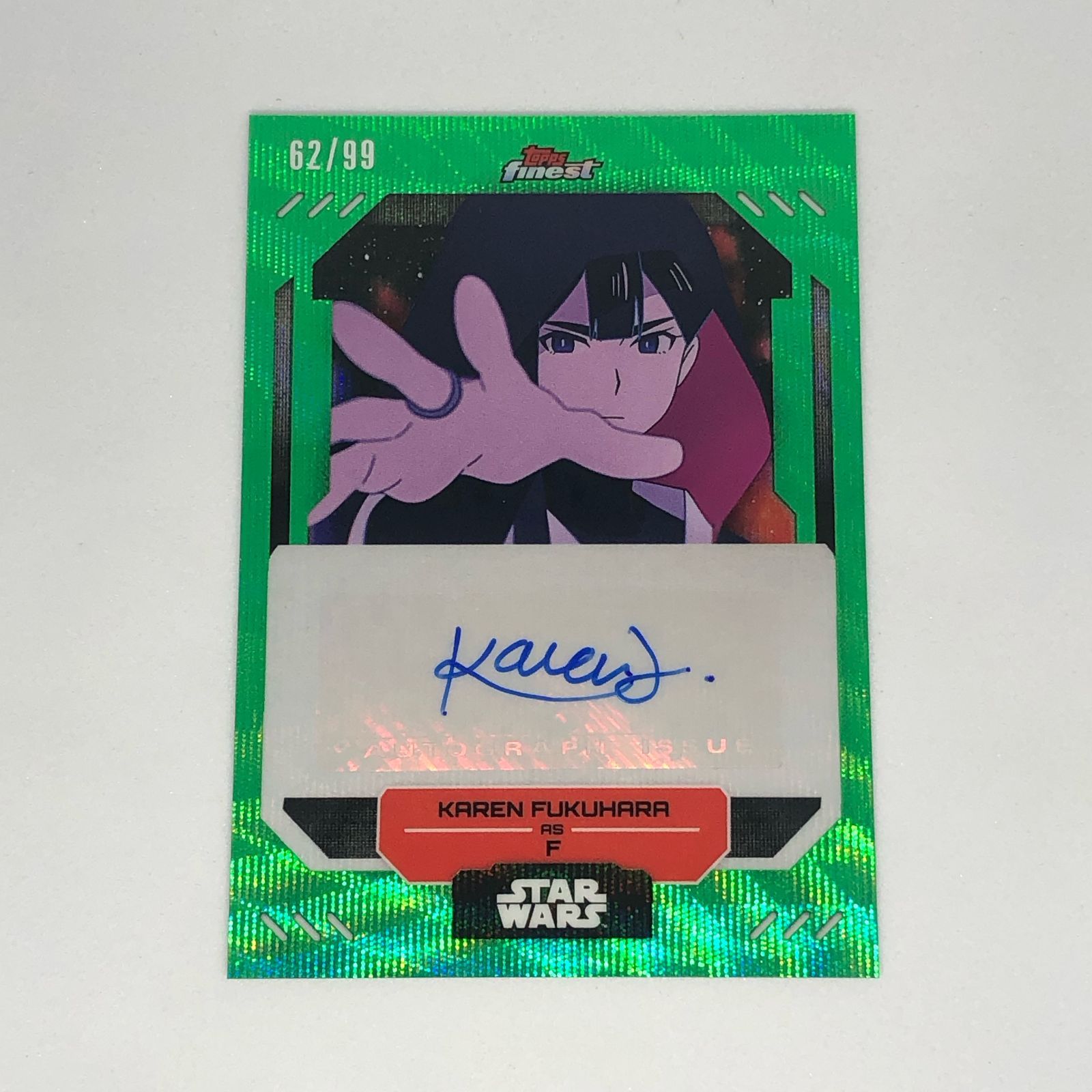 福原かれん Karen Fukuhara 2025 Topps Finest Star Wars サインカード Green Wave Refractor FA-KF 99枚