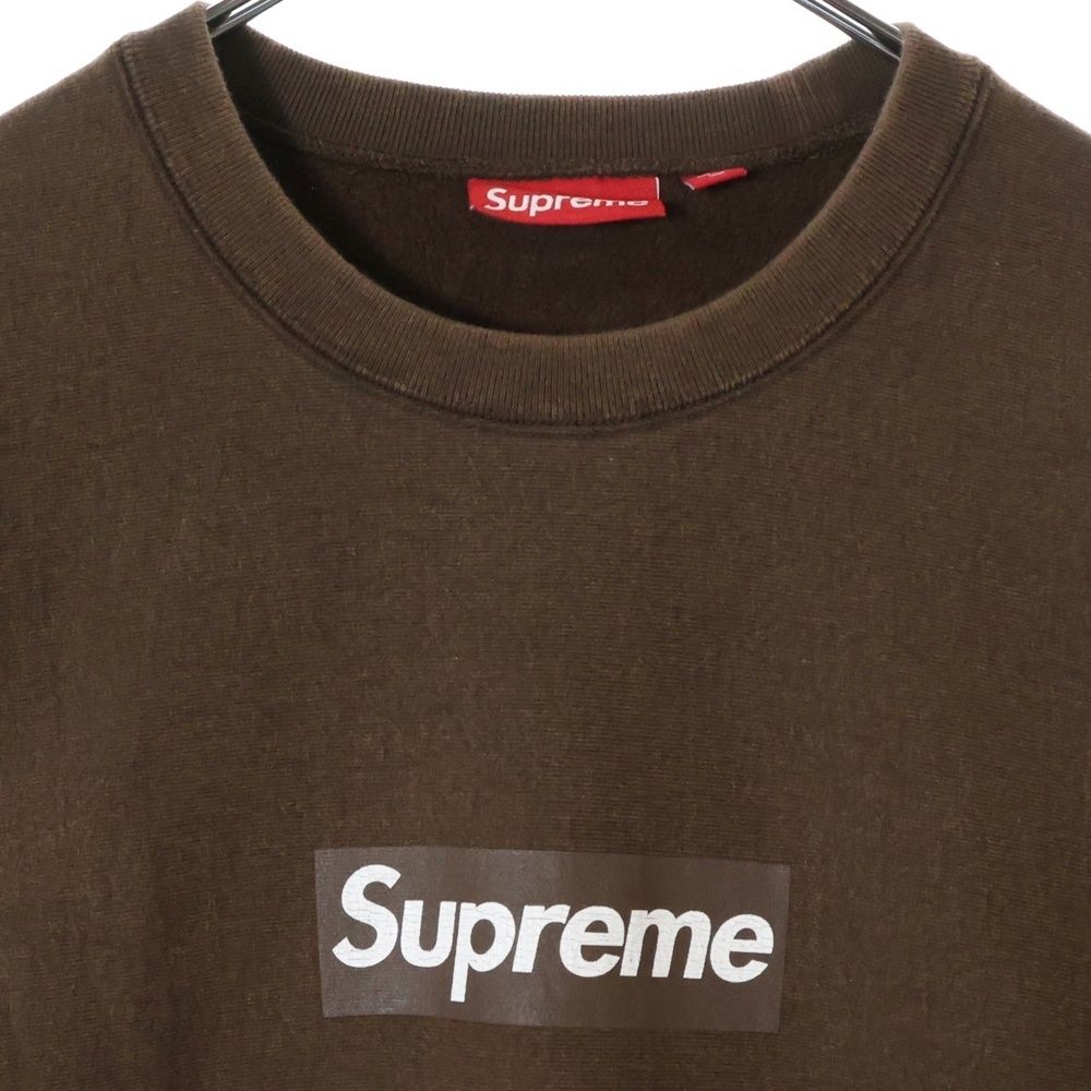 Supreme ブラウン トレーナー Supreme☆ウォッシュド ボックスロゴ クルーネック (Supreme