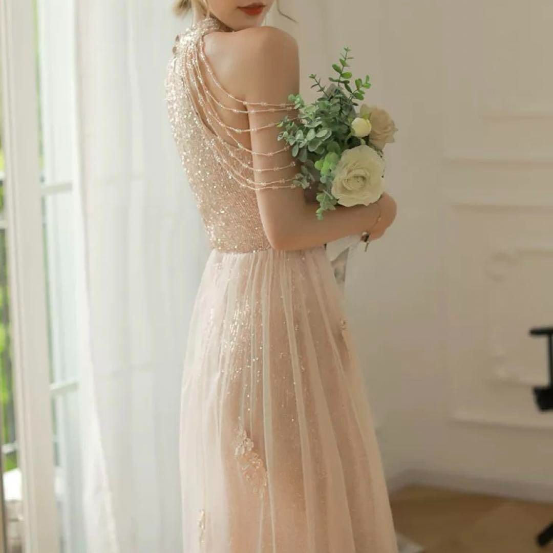 スパンコールとビジューの美しい イブニングドレス?.? - メルカリ