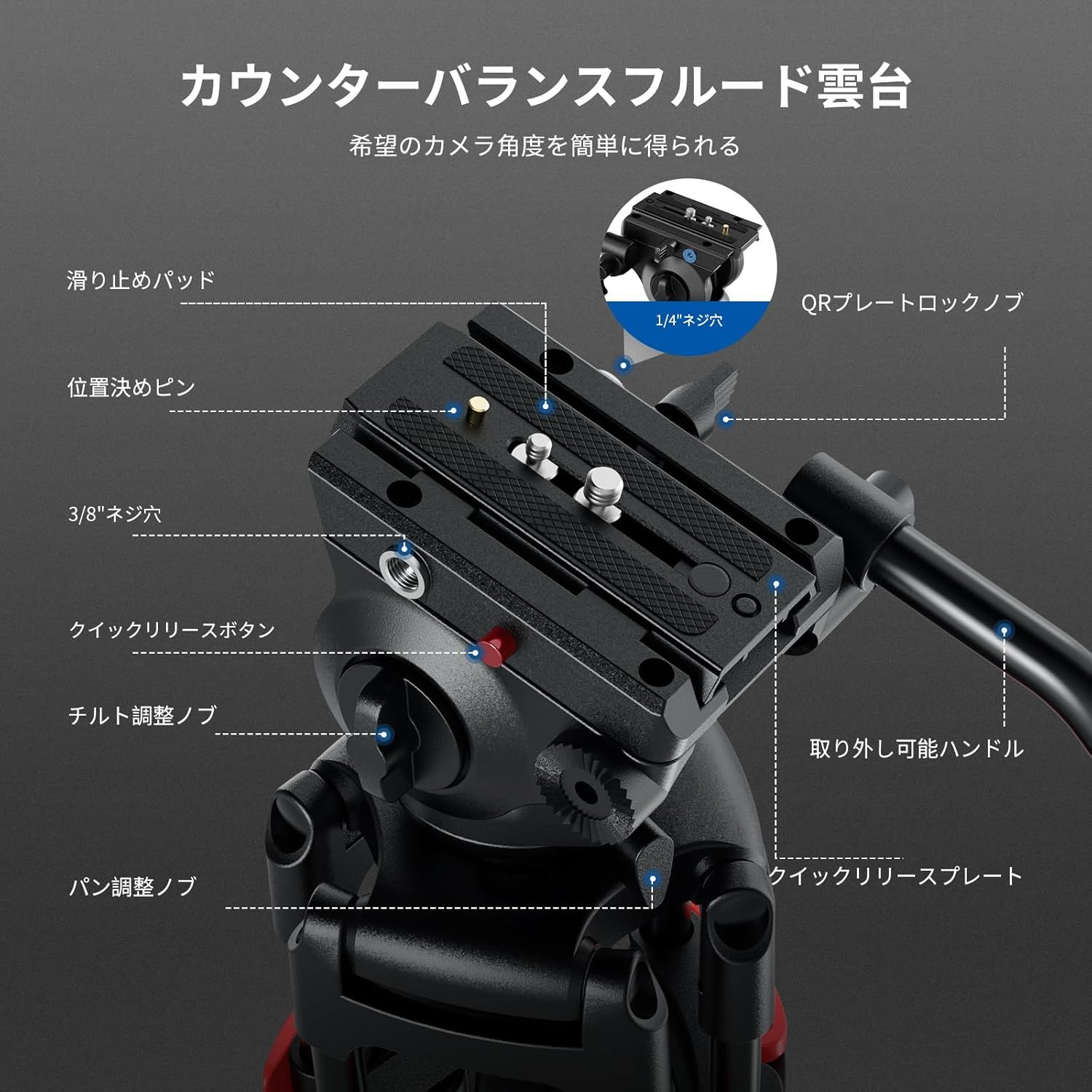 NEEWER Basic 187cm ビデオ三脚 ビデオ雲台付き 金属製 高耐久 NEEWER Basic 187cm ビデオ三脚 ビデオ雲台付き 金属製 高耐久