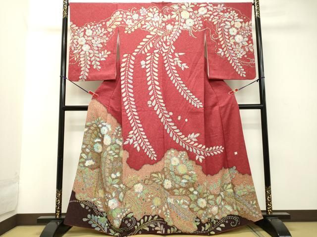 訪問着 美しい辻が花絞り 暈し 叩き染 柳茶色 K-3370 訪問着 美しい辻が花絞り 暈し 叩き染 柳茶色 K-3370 - メルカリ