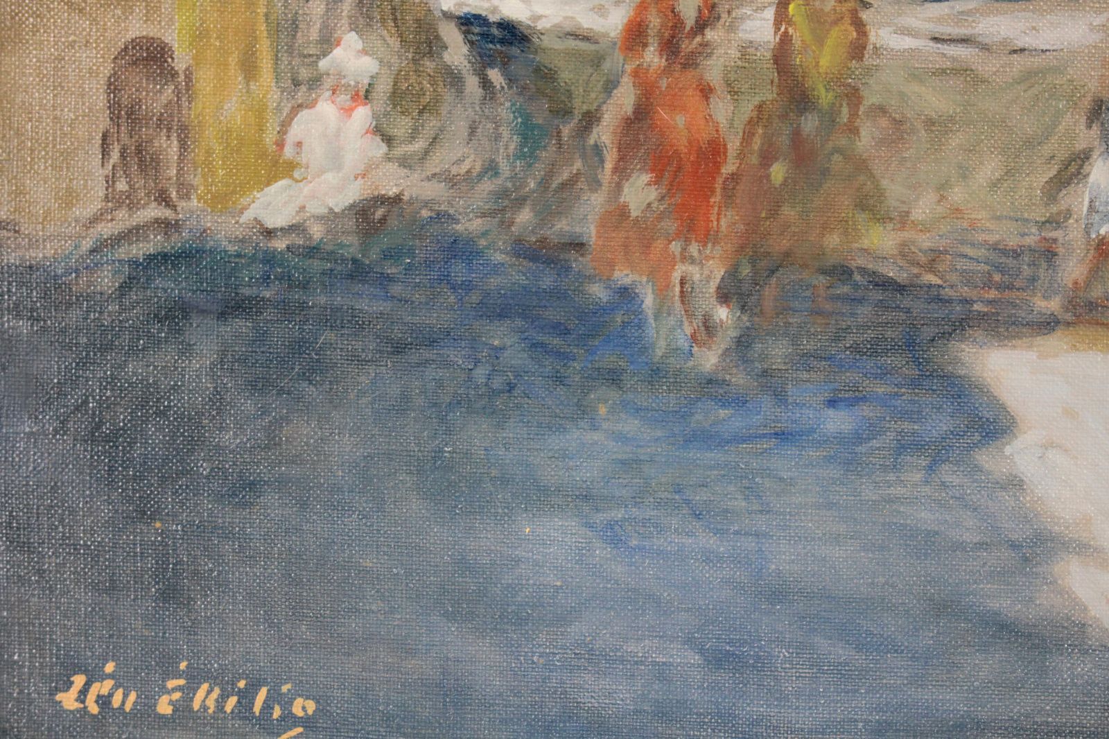 蛯子善悦 「サン・セザールの広場」 油絵・油彩画 絵画 蛯子善悦 『サン・セザールの広場』 油彩画 - 北海道画廊