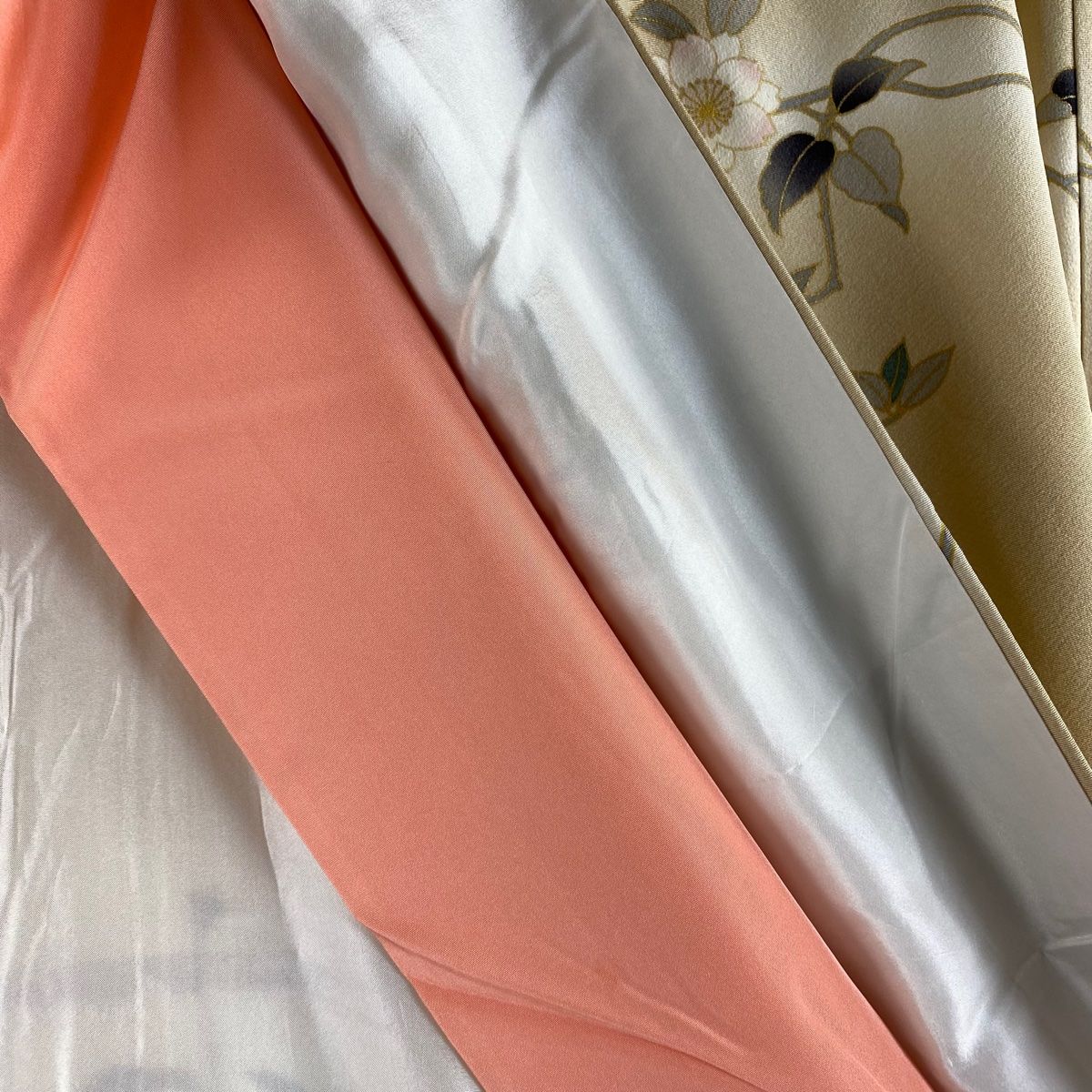 訪問着 身丈171.5cm 裄丈68.5cm L 袷 ますいわ屋 御所車 草花 金糸  