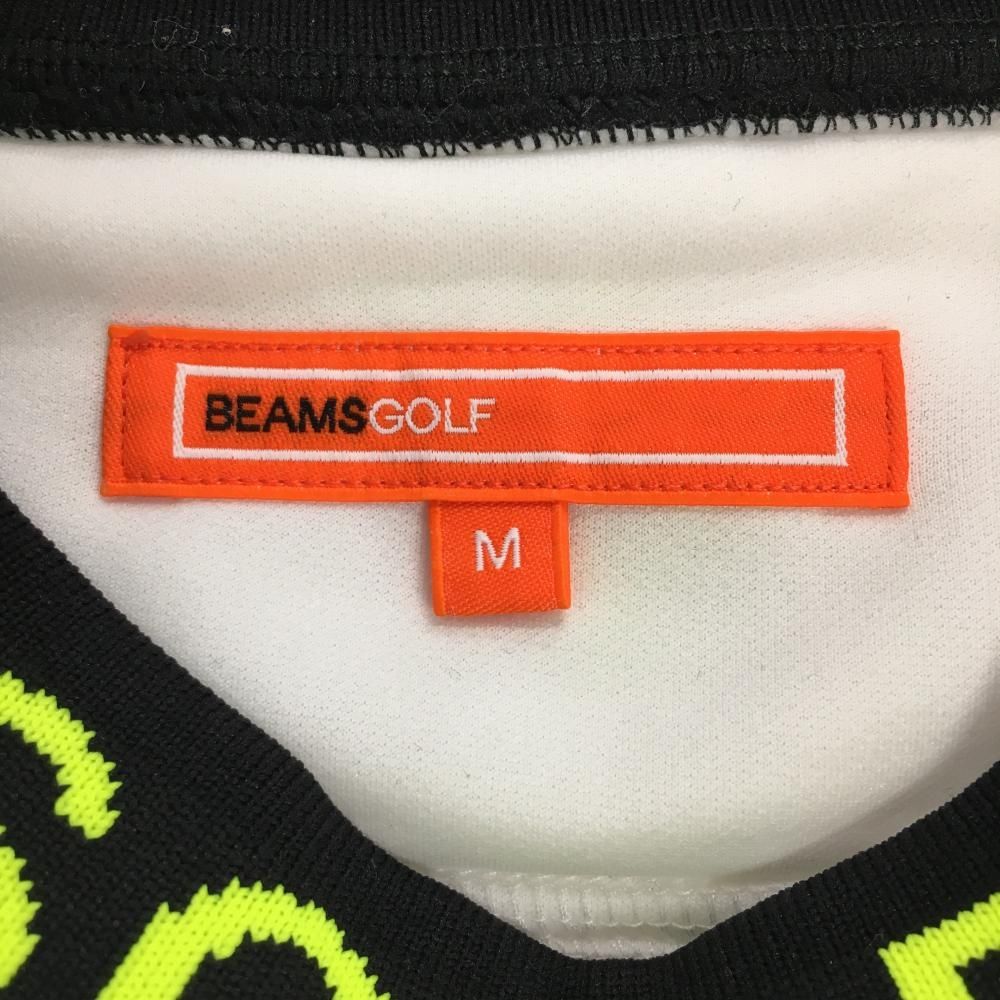 BEAMS GOLF 蛍光イエロー L ビームスゴルフ セーター 白×蛍光イエロー