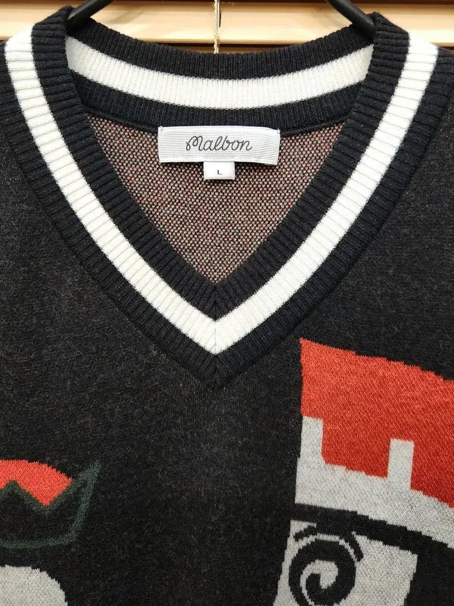 マルボーン メンズゴルフ ジャガード ニットベスト L