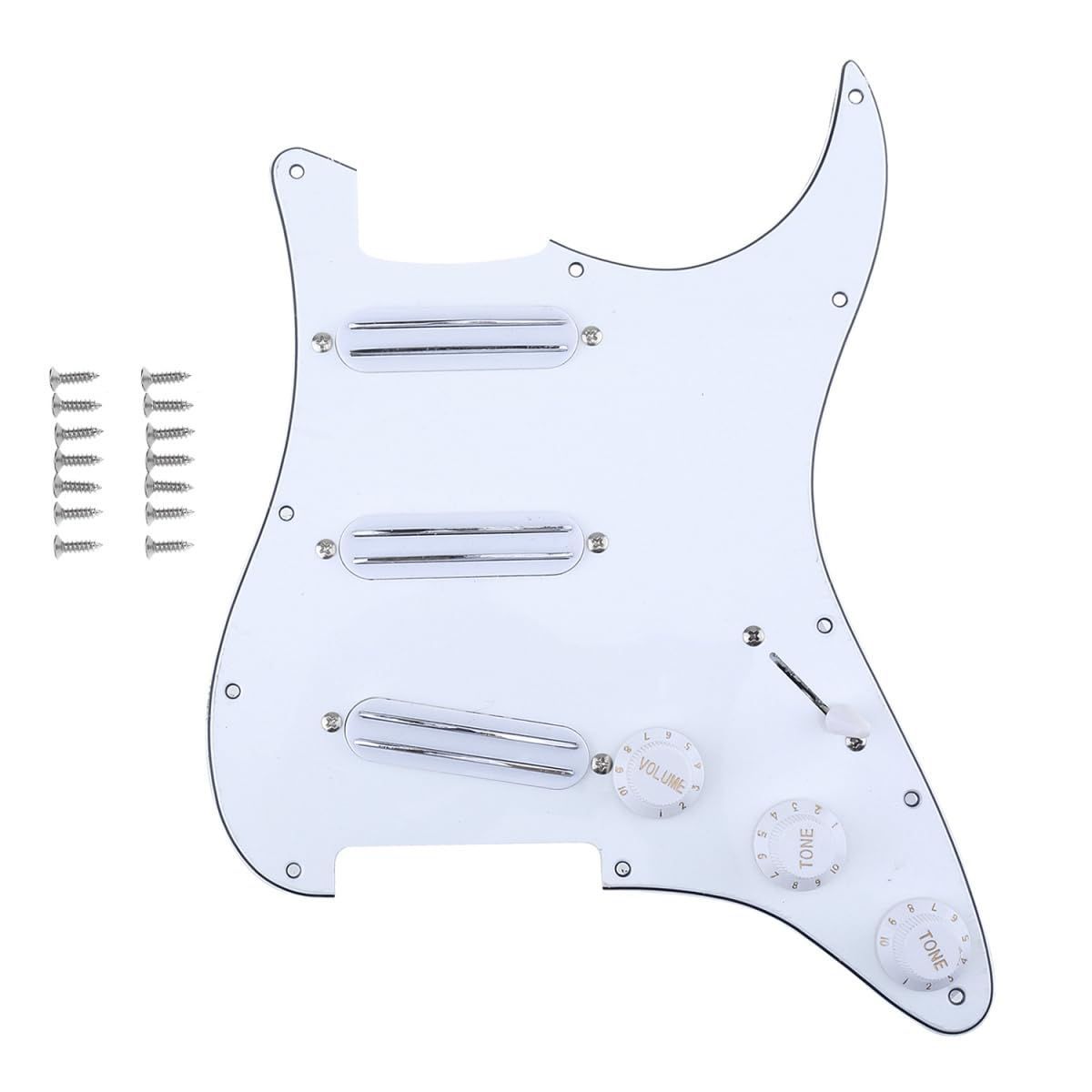 Color ホワイト Musiclily Basic SSSストラトキャスター用配線済みピックガード搭載HOT RAILS シングルサイズハムバッカーSTストラトエレキギター用 白3P