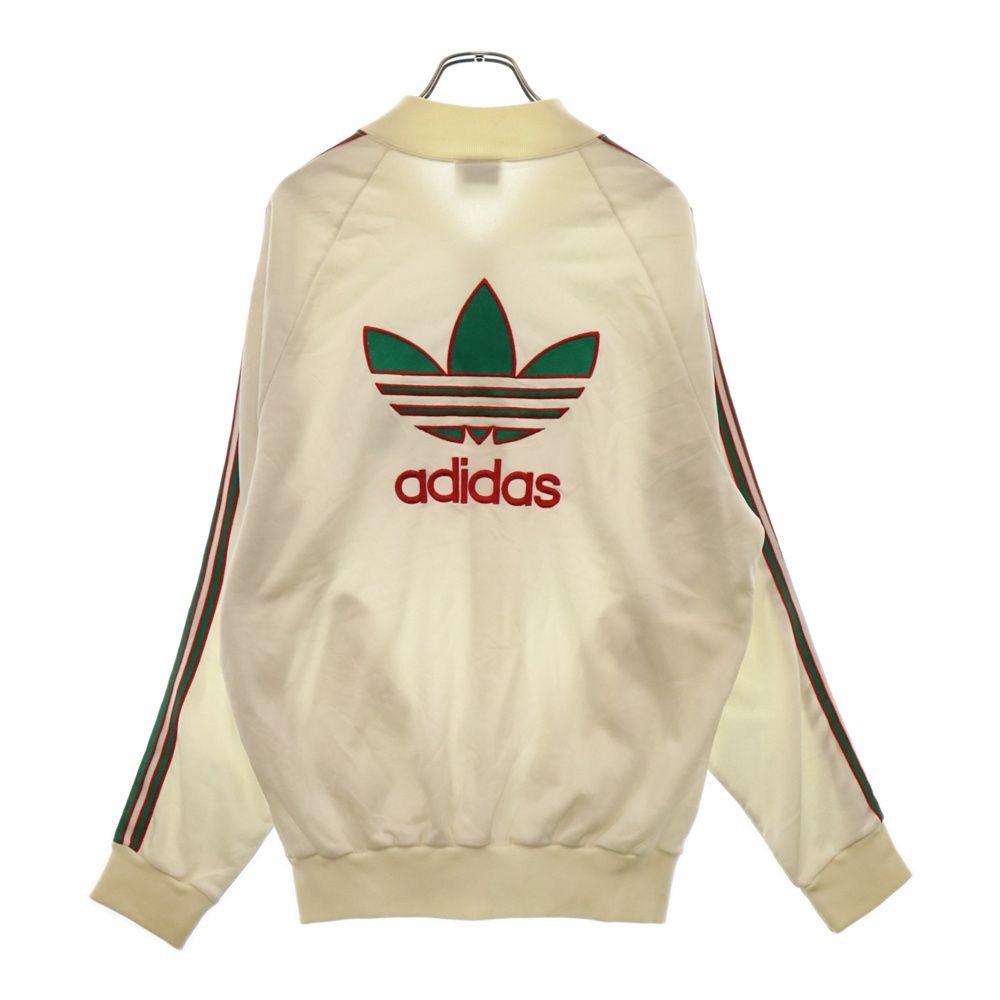 adidas (アディダス) 80S VINTAGE ヴィンテージ トレフォイルタグ USA製 フロントロゴ サイドライン トラックジャケット ホワイト/グリーン