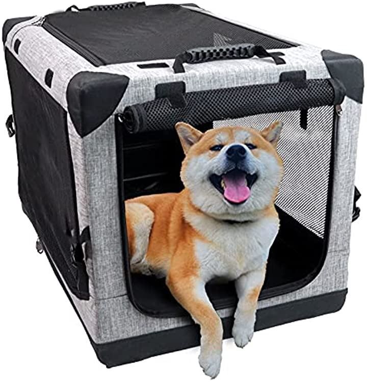Totoro ball 折りたたみペットケージ 犬ケージ 犬用クレート 猫用キャリー カート 持ち手付き 犬猫兼用 グレー M