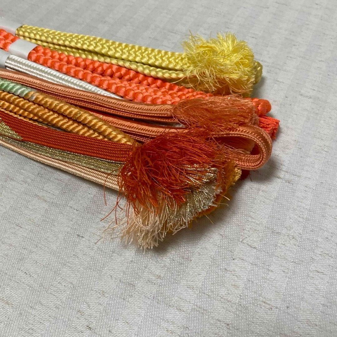 帯締め まとめ売り 6本 橙色系 和装小物・リメイク・手芸 昭和