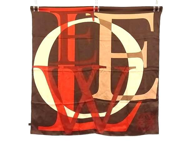 LOEWE ロエベ ロゴ シルク100% 大判 スカーフ ストール ショール
