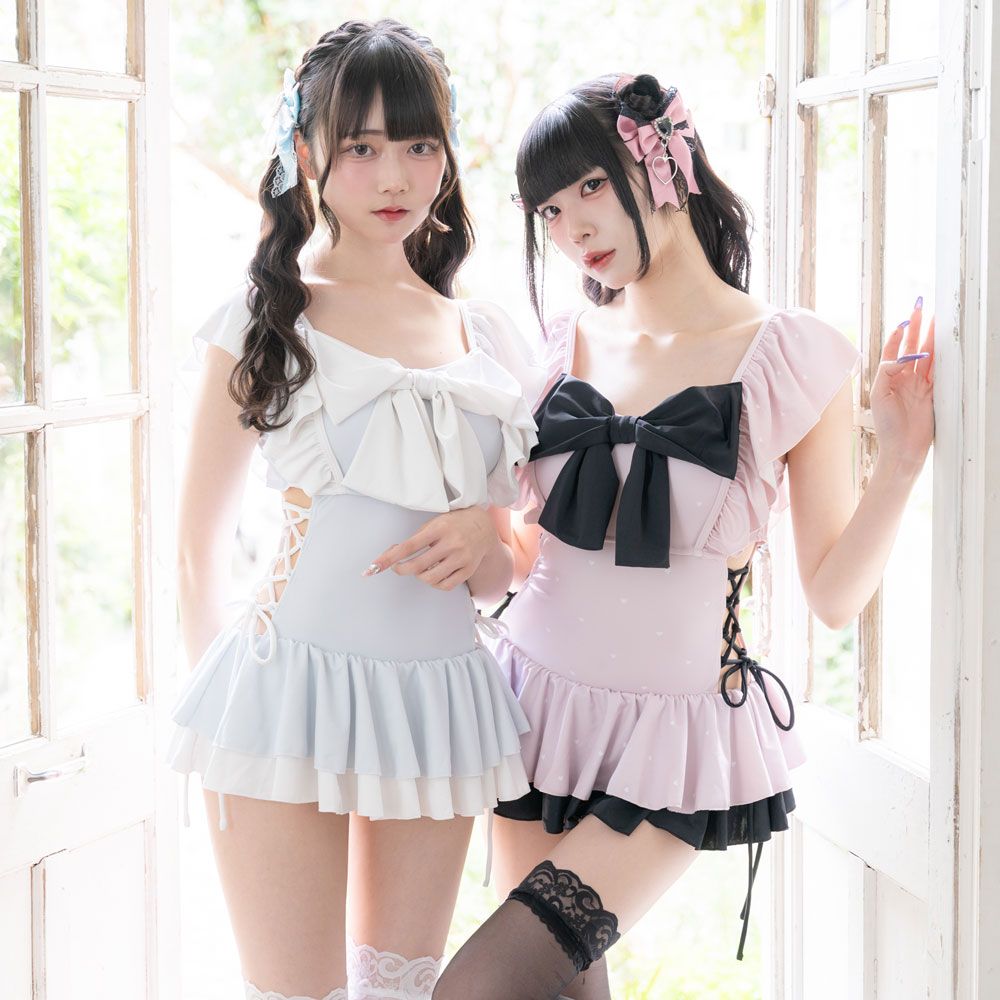 夢展望公式 [新品未使用] サイドレースアップリボン水着 [ピンク