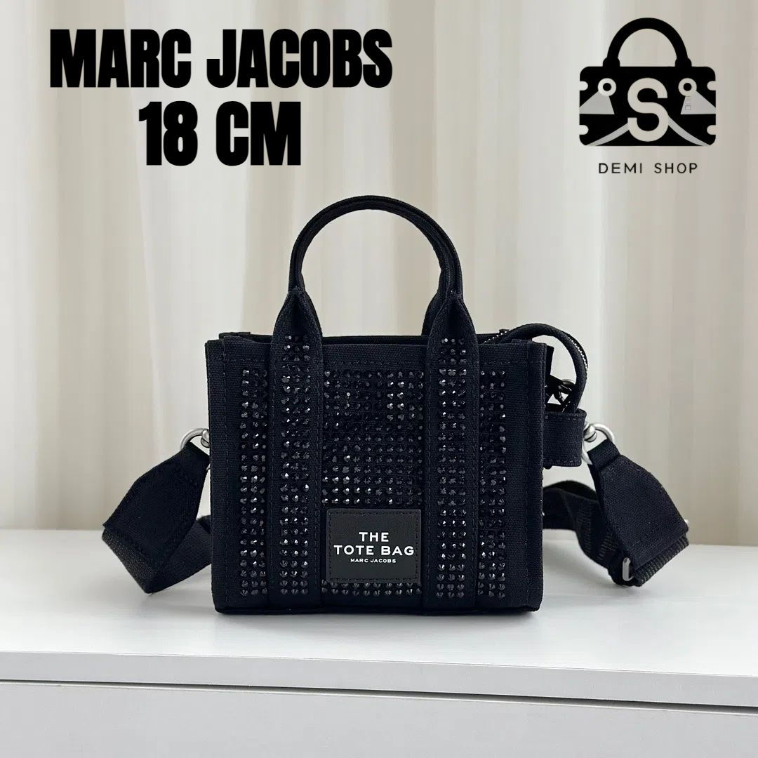 S - 新品・未使用】MARC JACOBS ブラッククリスタル トートバッグ 18CM 