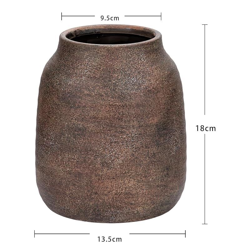 茶色 陶器 花瓶 約23cm 茶色 陶器 花瓶 約23cm 【公式通販】
