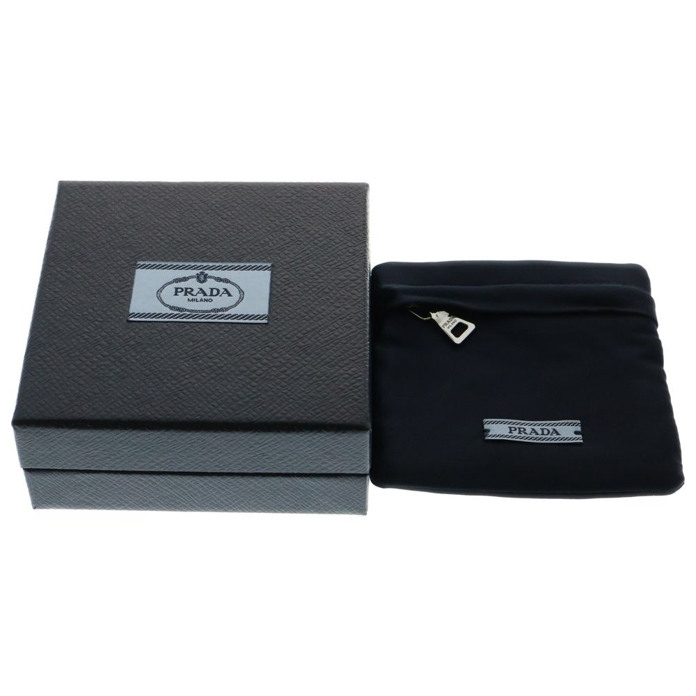 PRADA プラダ ヘアピン ヘアクリップ トライアングルロゴ シルバー×ブラック エナメル×メタル セット