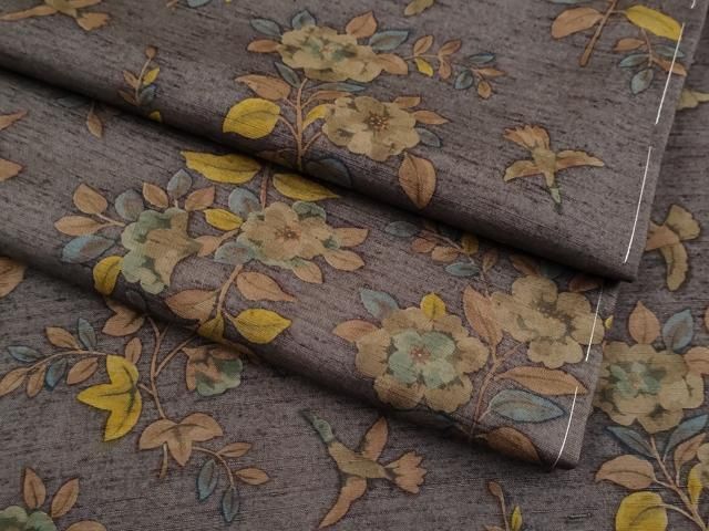 平和屋着物 上 紬 花鳥文 紅消鼠色地 ♥ CYAA3444s5