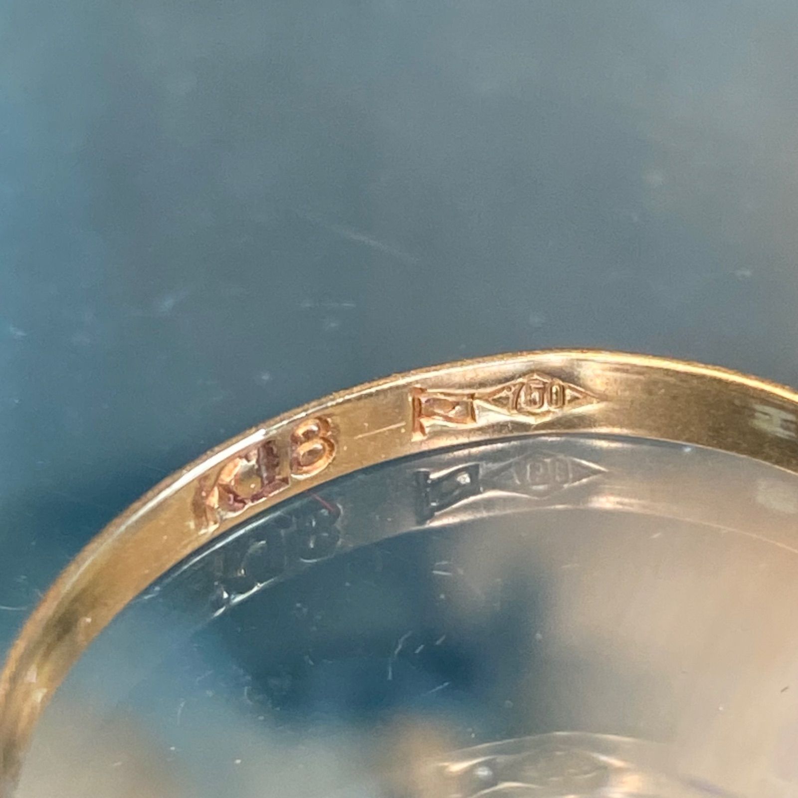 買取店】日本製 K18 ゴールド 月桂樹彫り 平打リング 模様彫り 11号