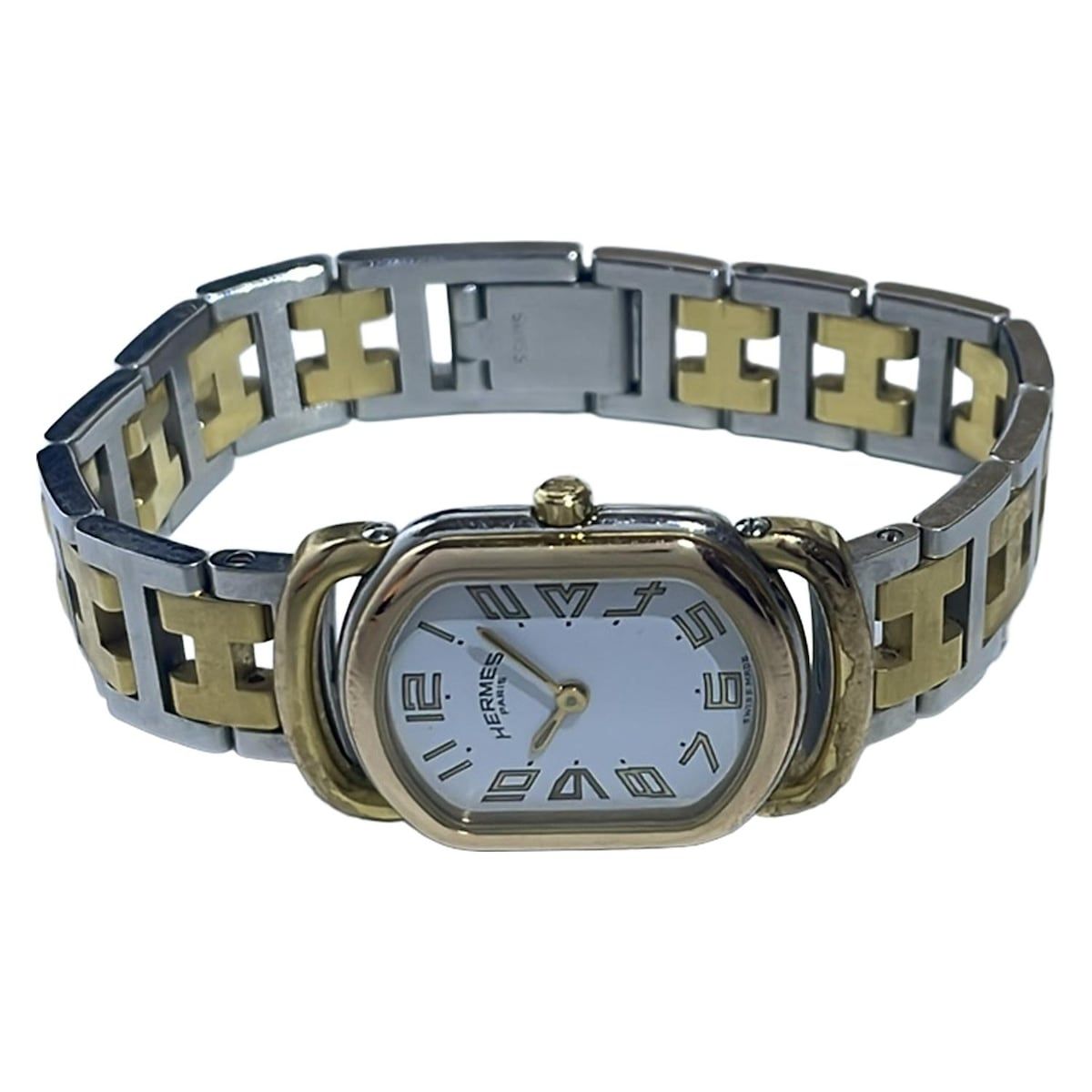 HERMES エルメス 腕時計 ラリー レディース SS 白