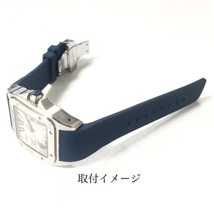23mm 腕時計 シリコン ラバーベルト ネイビーブルー 紺
