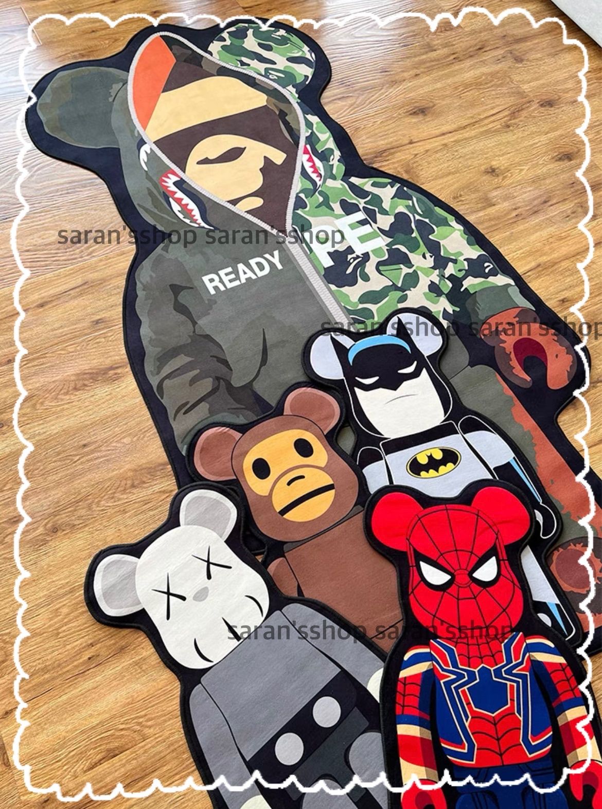 4サイズ展開】KAWS kaws カウズ 人体模型 黒 カラフル 絨毯 ラグ