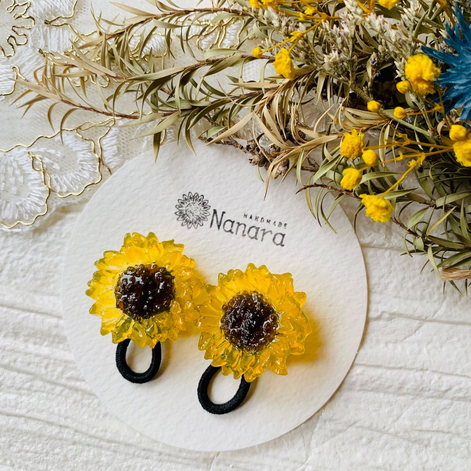 ひまわりヘアゴム🌻2点セット - メルカリ