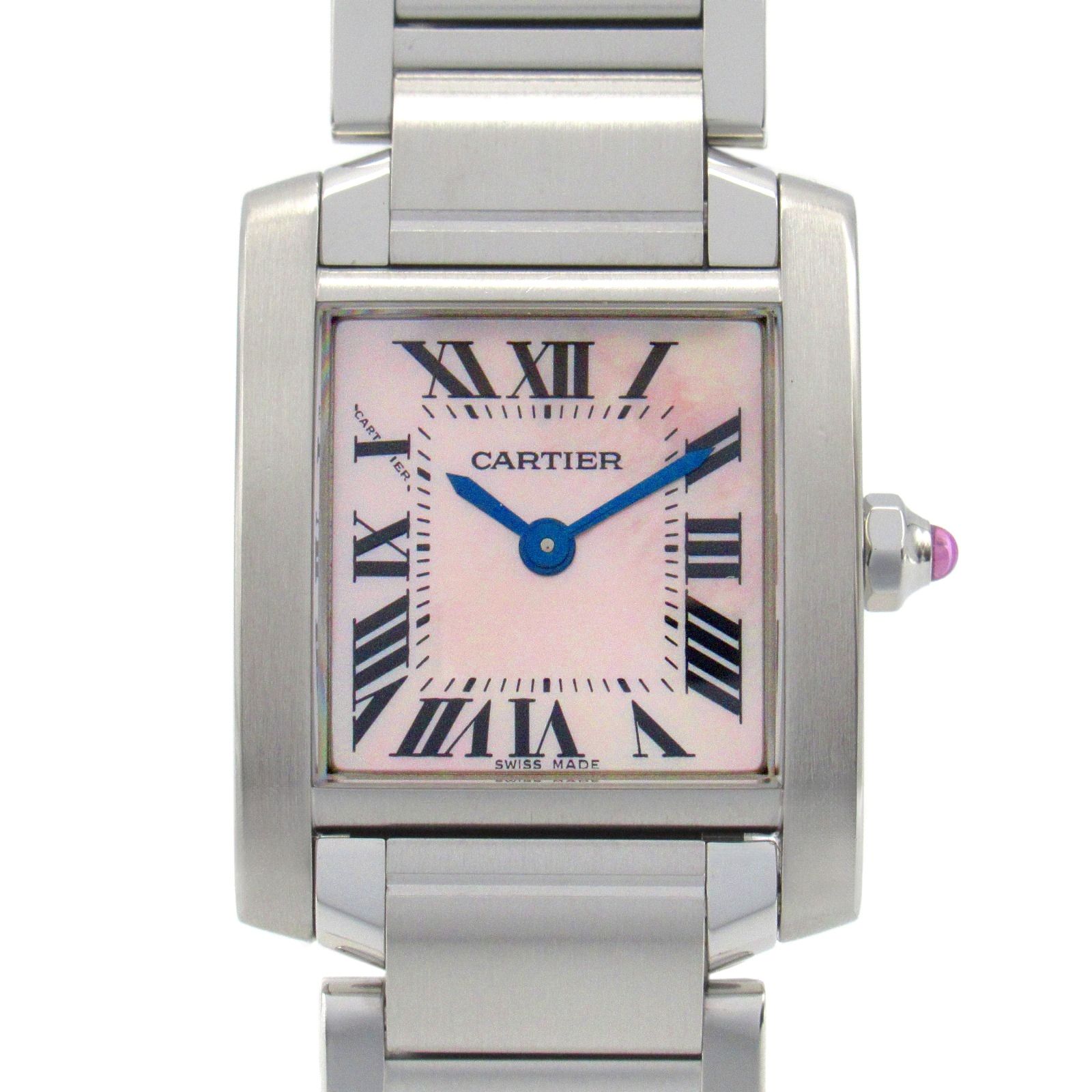 カルティエ CARTIER 腕時計 タンクフランセーズSM W51028Q3 ピンクシェル ステンレススチール タンクフランセーズSM レディース Used A