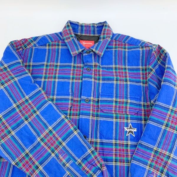 Supreme 21AW Quilted Plaid Flannel Shirt キルティング フランネル チェック シャツ 厚手 ストリート シュプリーム トップス DM12597■