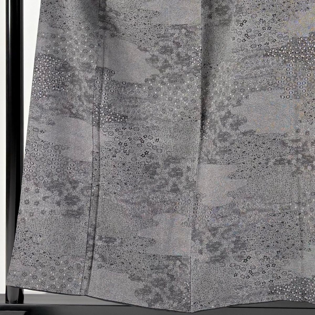 江戸小紋 身丈155cm 裄丈64cm M 袷 霞 小花 黒 正絹