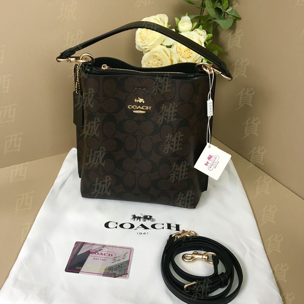 COACH コーチ ショルダーバッグ タウンバケット ダークブラウン - メルカリ