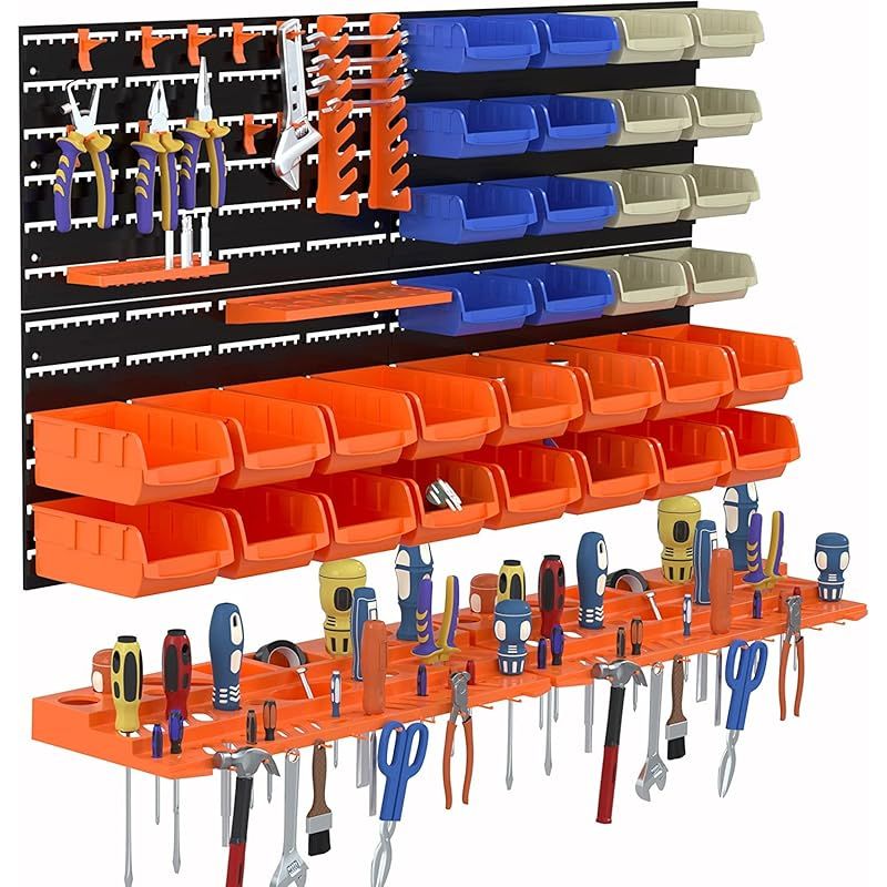 KOOPRO 工具ケース ツールボックス 小物 工具入れセット パーツ収納 工具差し フック 壁掛けボード ガレージ 工場作業場 家庭ワークショップ DIY 0